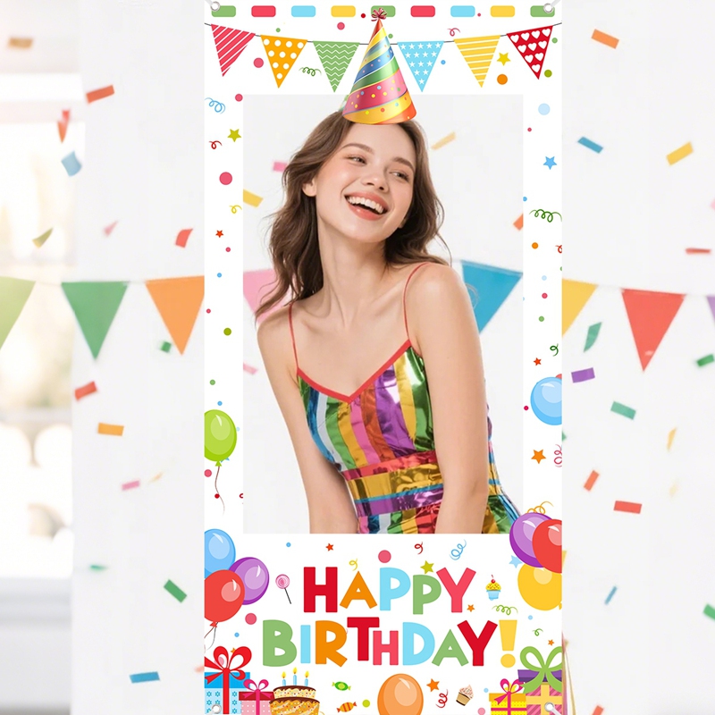 Photo Booth Frame - Birthday Party Photo Booth Frame Happy