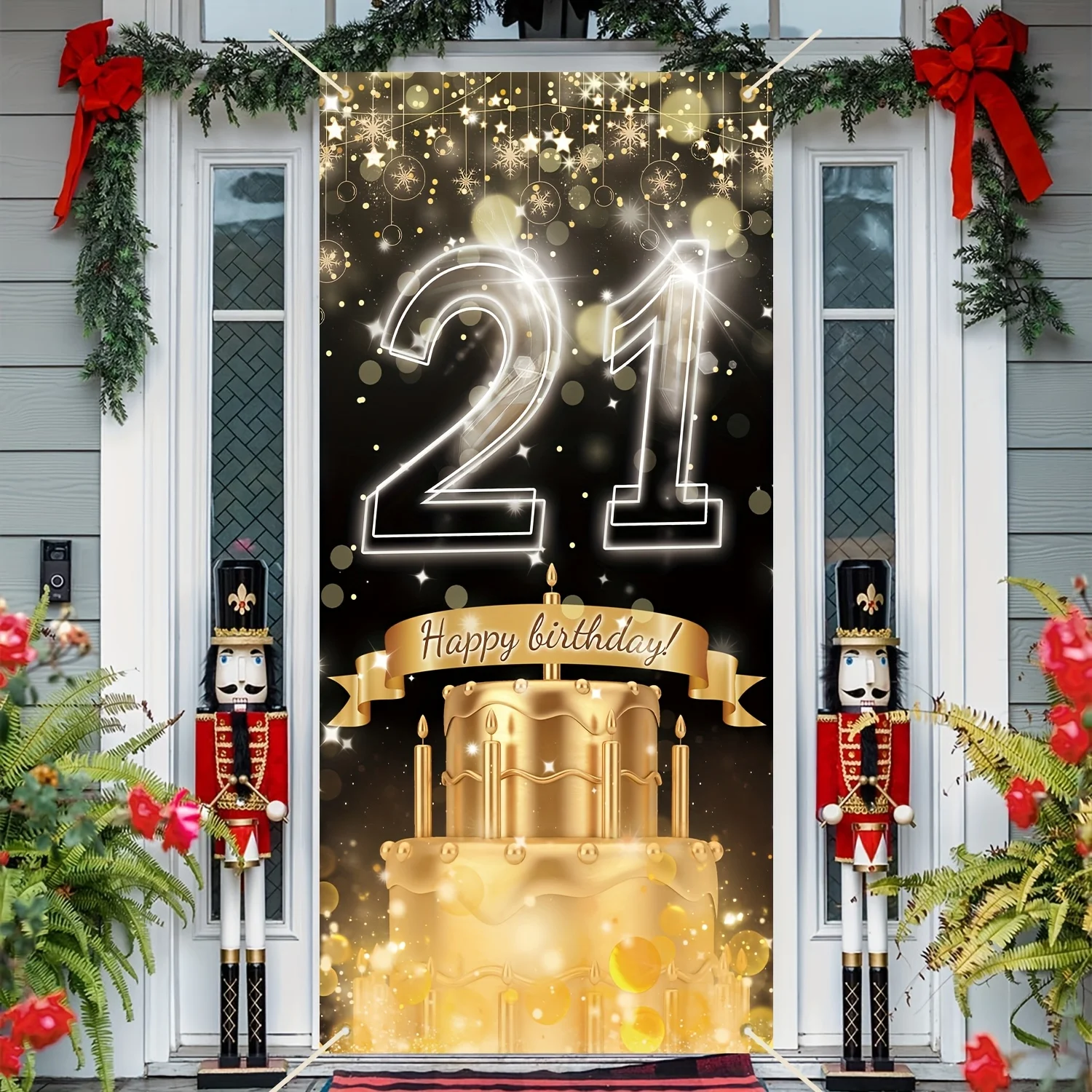 Party Banner Gold - 2D banner, 21st birthday banner with