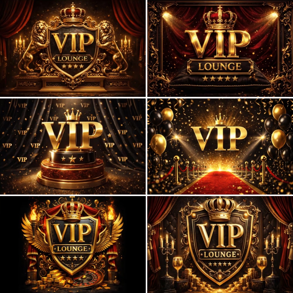 Party Banner Gold - Luxury Gold Crown VIP Lounge Backdrop