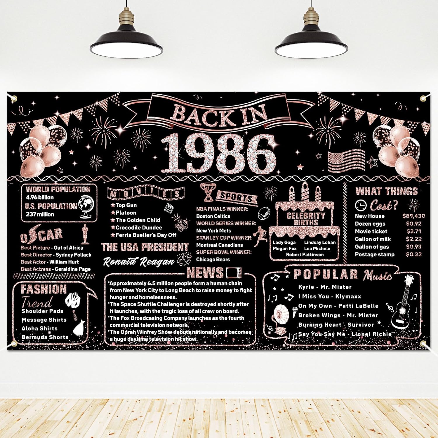Party Banner Gold - 40th Birthday Decorations for Women, 1986