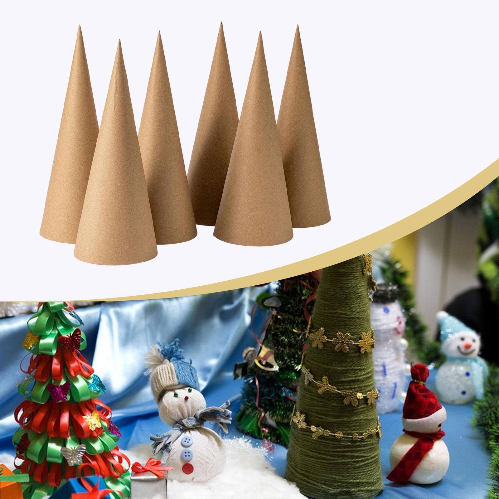 Party Hat Cone - 6Pcs Kraft Paper Mache Cones,Christmas Tree