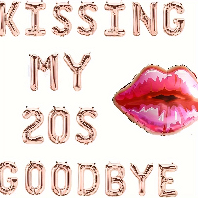 Party Banner Gold - Kissing My 20s Goodbye Decorations Kissing