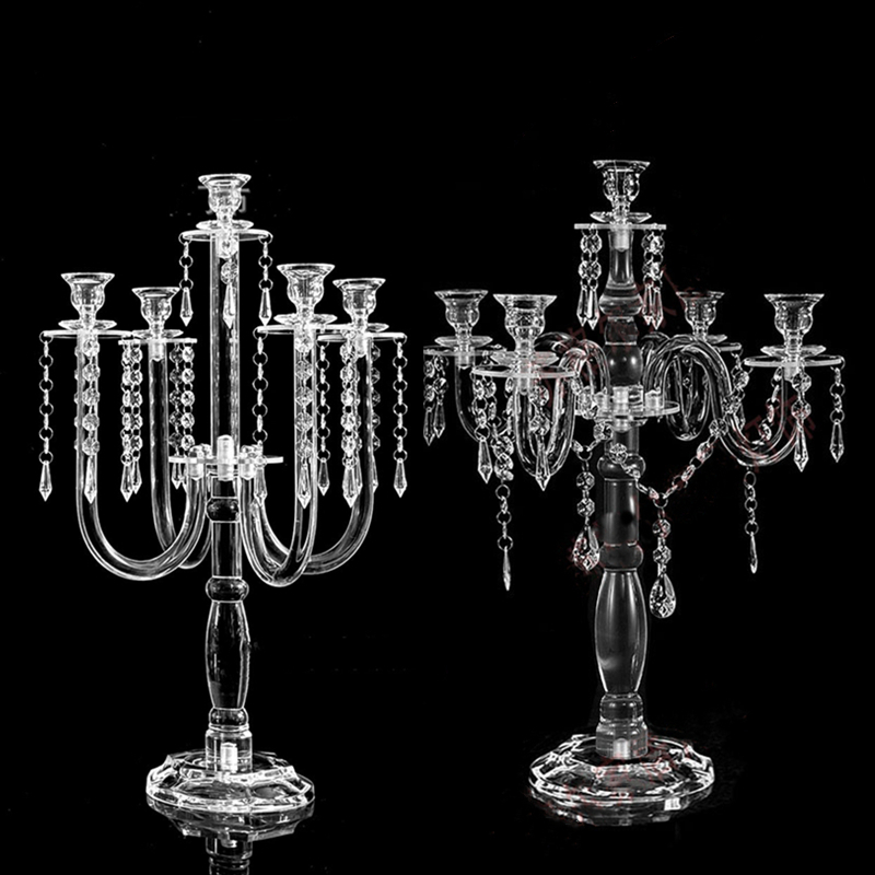 Centerpiece Stick - Clear Candle Holders 5 Arms Acrylic