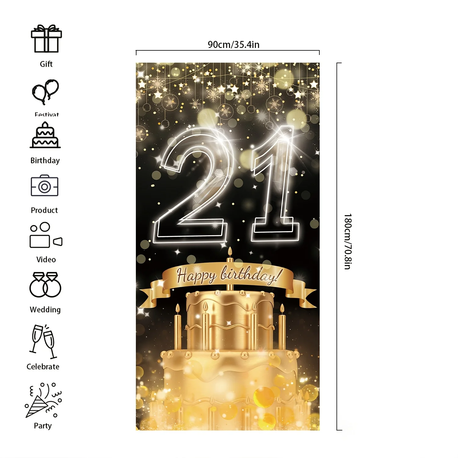 2D banner, 21st birthday banne - Party Banner Gold review and price