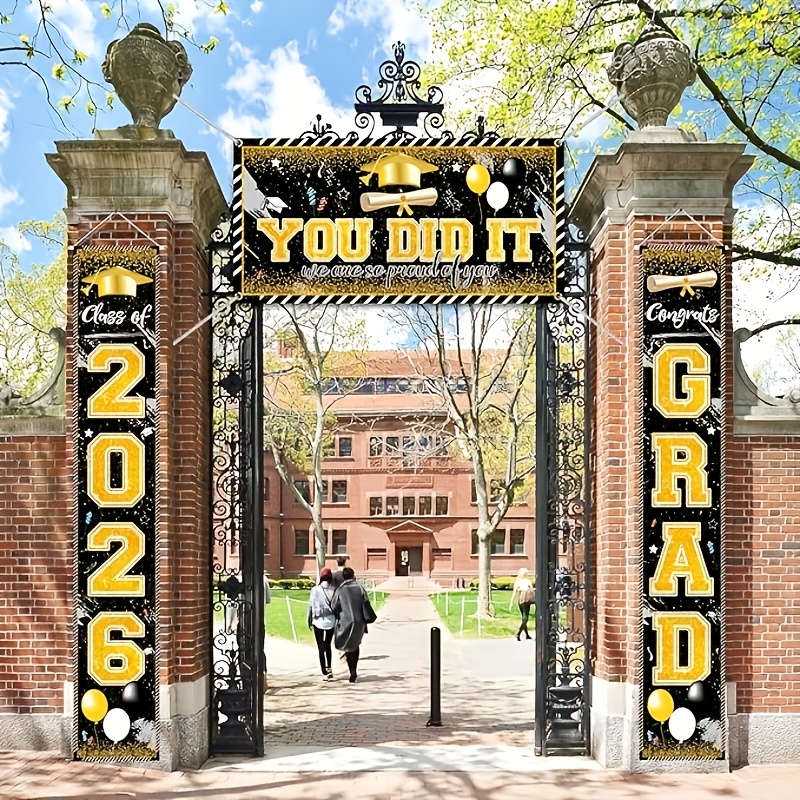 2D 3Pcs 2026 Graduation Banner - Party Banner Gold review and price