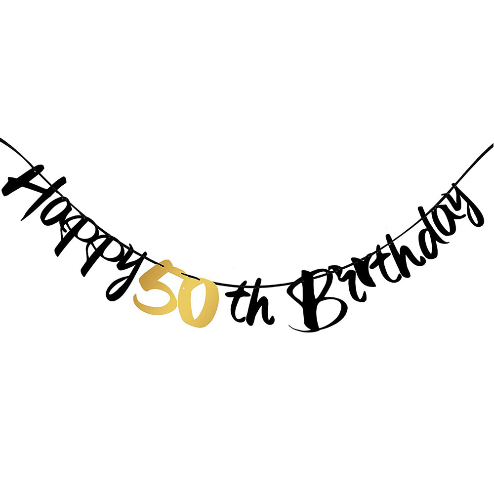 50th Birthday Decoration Black - Party Banner Gold review and price