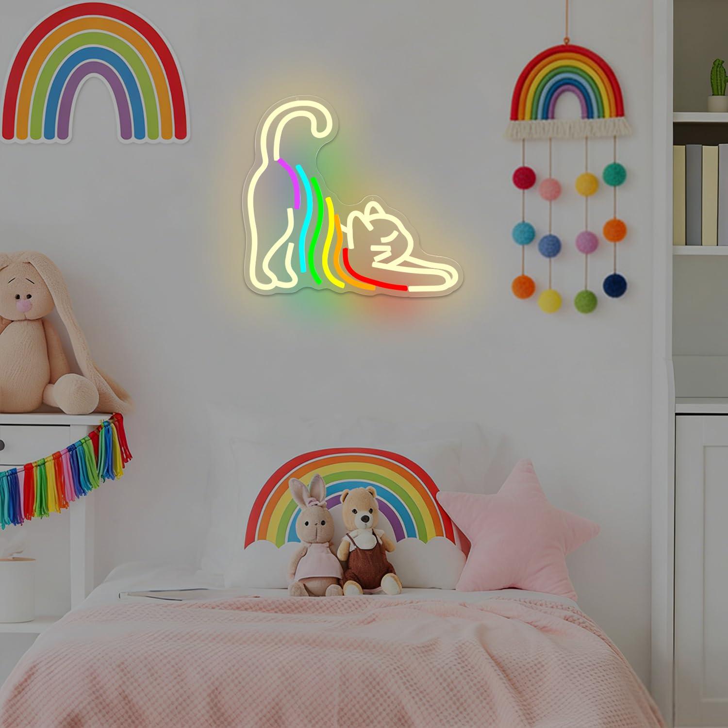 Rainbow Stretching Cat Neon Si - Neon Sign Party review and price