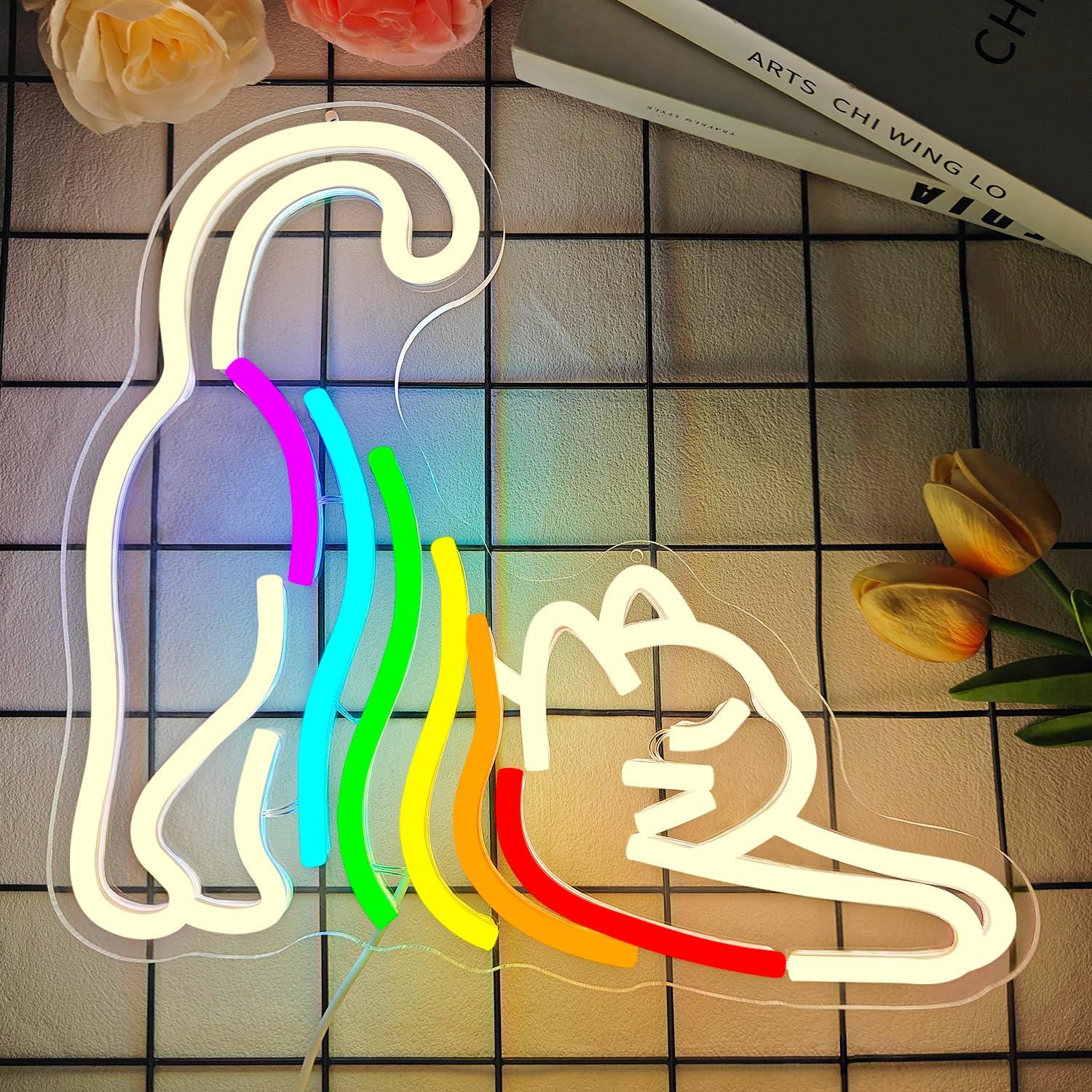 Rainbow Stretching Cat Neon Si - Neon Sign Party review and price