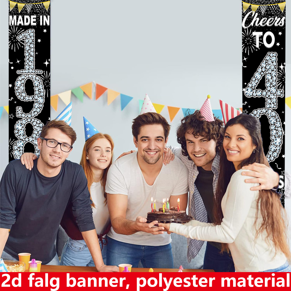 2Pcs 2D Flat 40th Birthday Ban - Party Banner Gold review and price