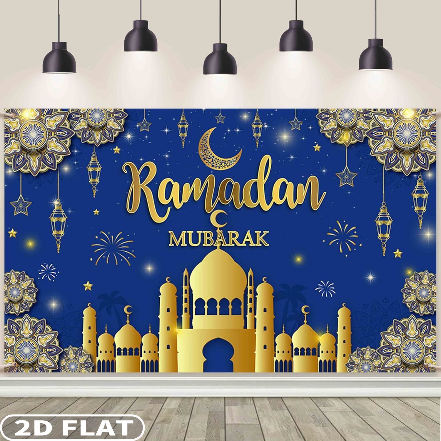 2D FLAT 1pc Ramadan Mubarak Fe - Party Banner Gold review and price