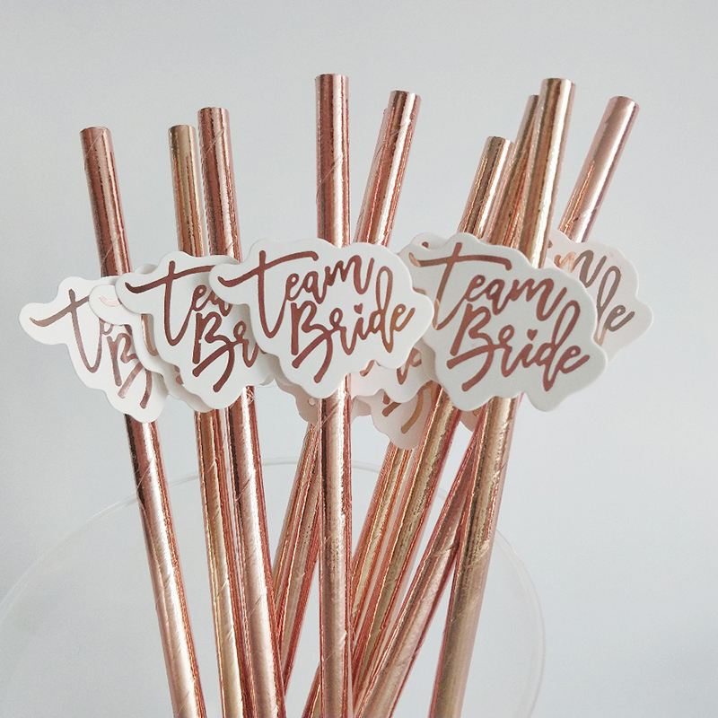 10pcs Team Bride Rose Gold Str - Paper Straw Color review and price