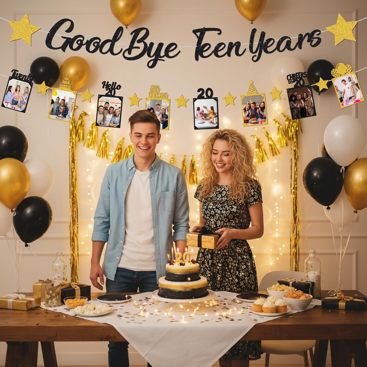 Black Gold Glitter Goodbye Tee - Party Banner Gold review and price